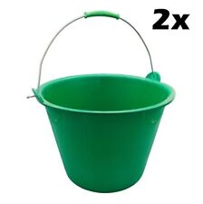 2 x Green Plastic Buckets